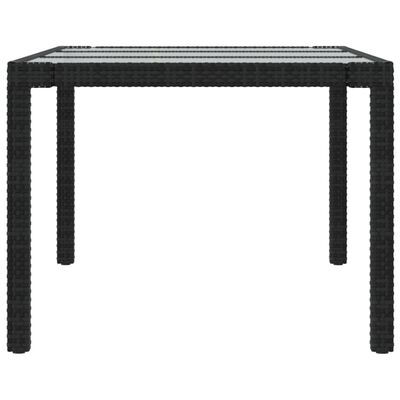vidaXL Bahçe Masası Siyah 190x90x75 cm Temperli Cam ve Poli Rattan