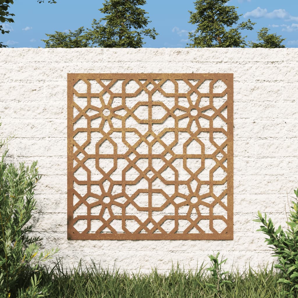 vidaXL Bahçe Duvarı Dekorasyonu 55x55 cm Corten Çelik Fas Tasarım