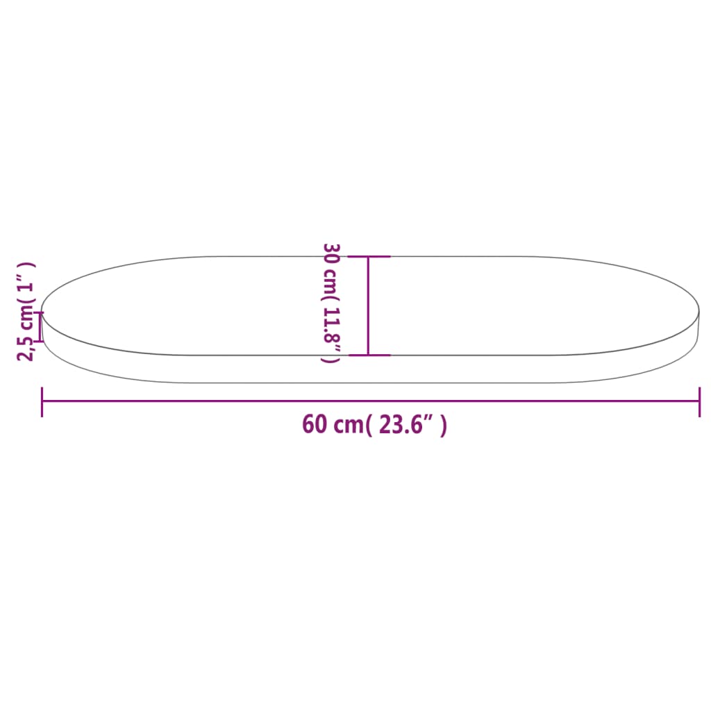 vidaXL Masa Tablası Beyaz 60x30x2,5 cm Masif Çam Ağacı Oval