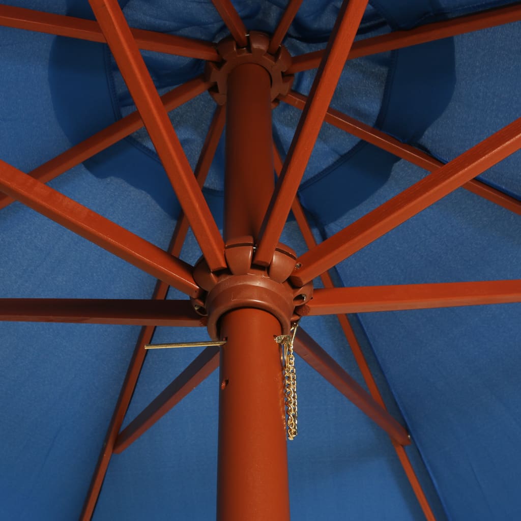 vidaXL Ahşap Direkli Güneş Şemsiyesi Mavi 300x258 cm