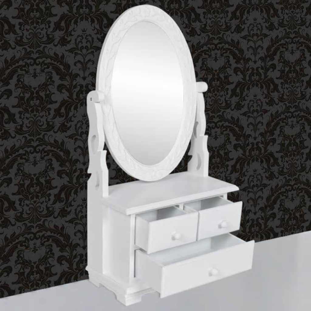 vidaXL Makyaj Masası Dönebilir Oval Aynalı MDF