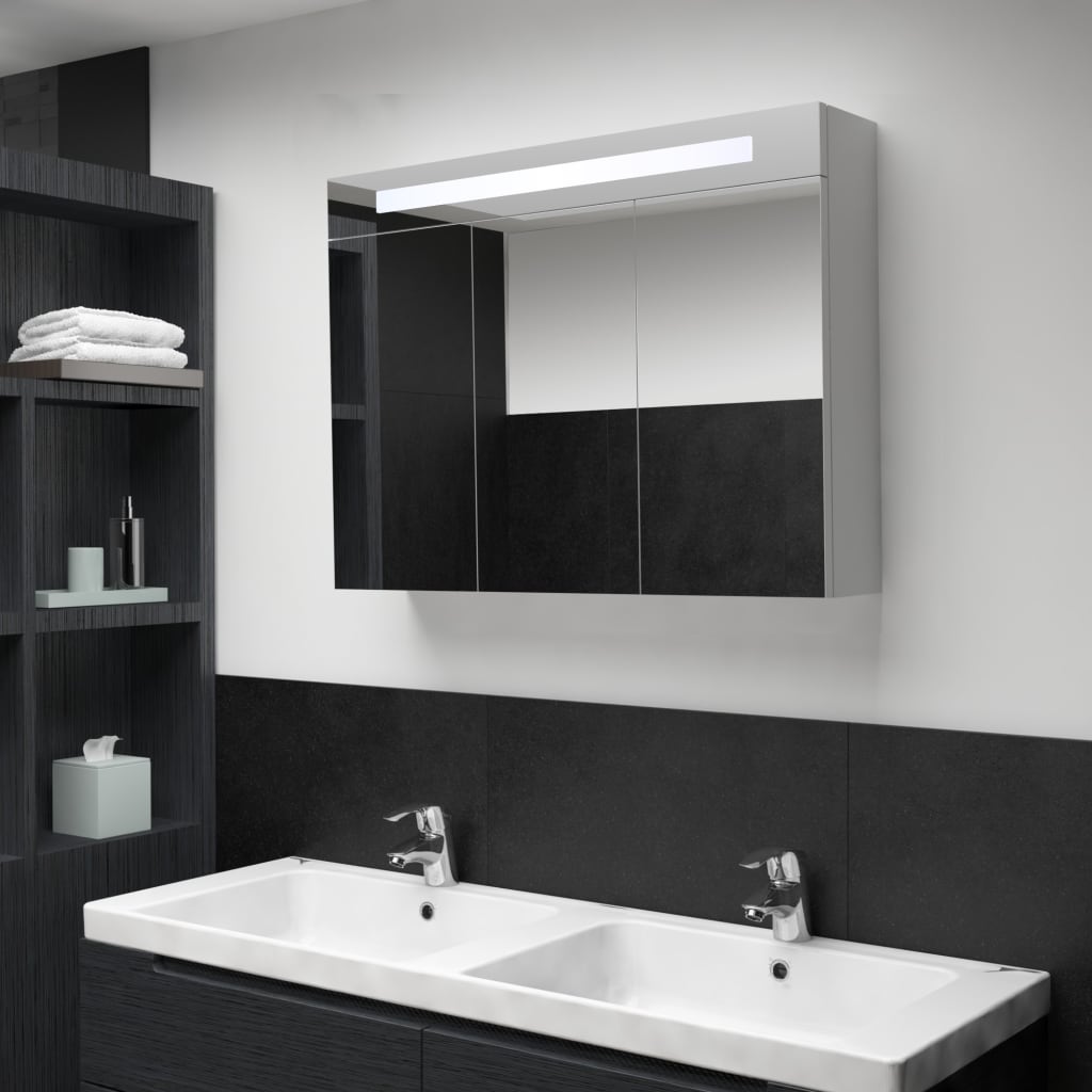 vidaXL LED Işıklı Aynalı Banyo Dolabı 88x13x62 cm