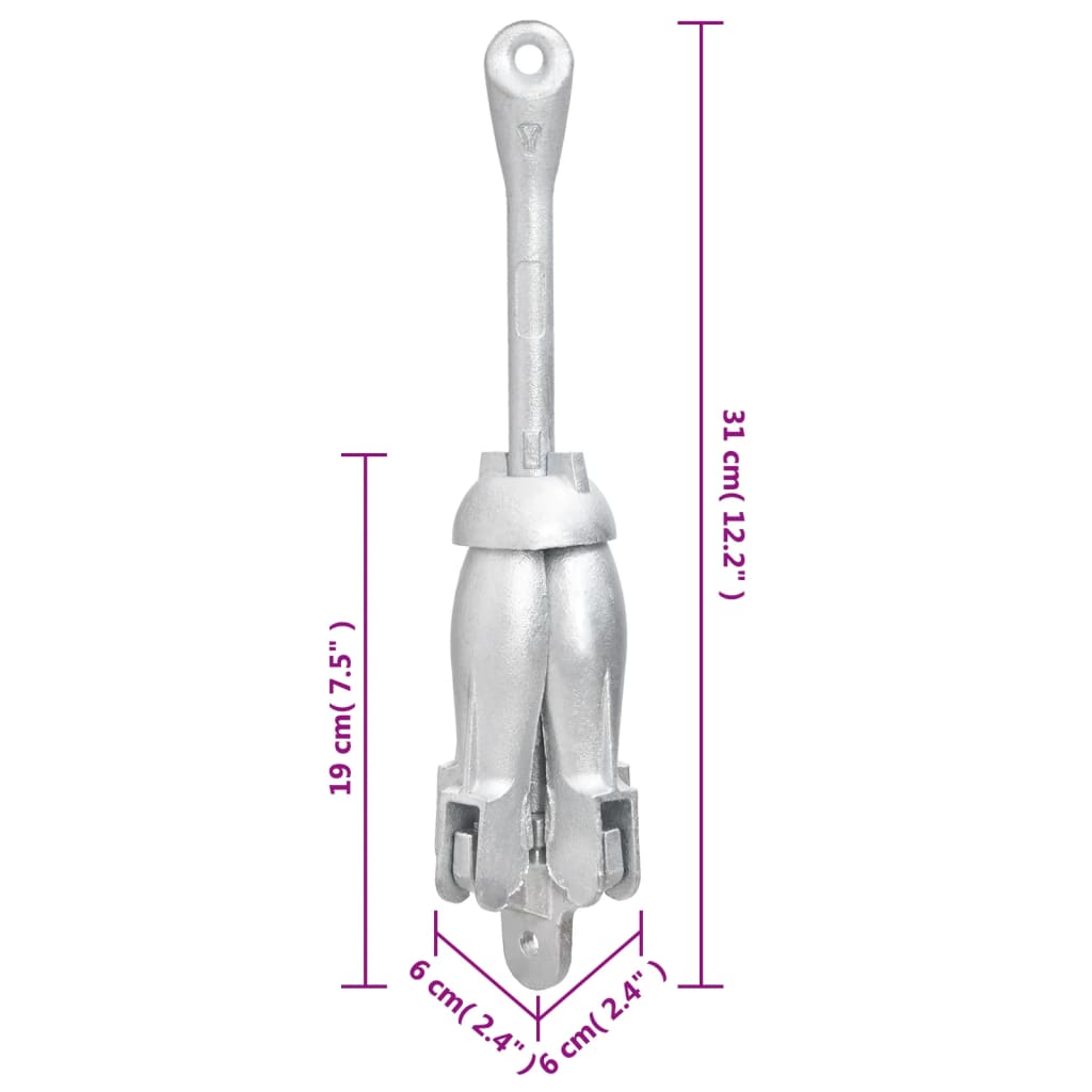 vidaXL Halatlı Katlanır Şemsiye Çapa Gümüş 1,5 kg Dövülebilir Demir