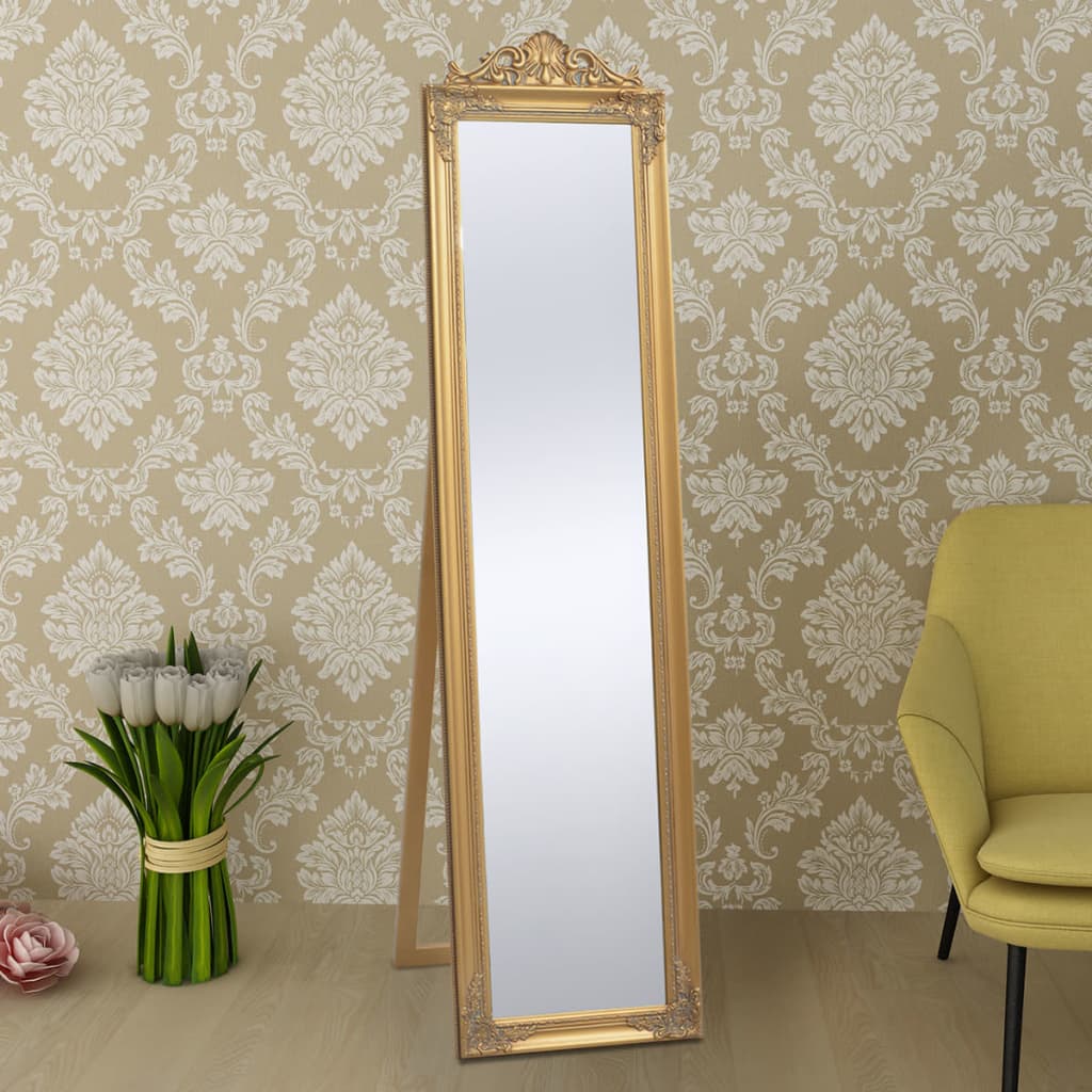 vidaXL Ayaklı Ayna Altın Rengi 160x40 cm Barok Stil