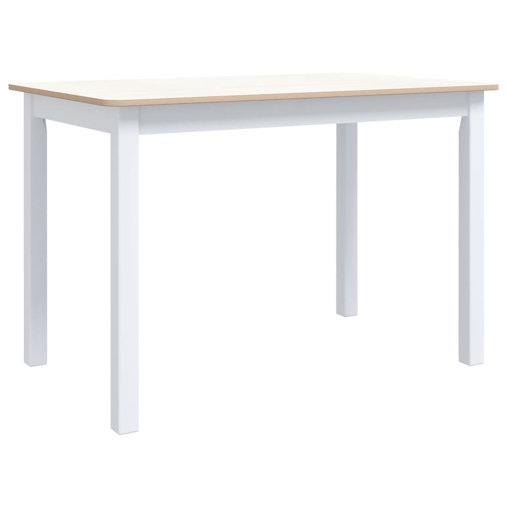 vidaXL Yemek Masası Beyaz Kahverengi 114x71x75 cm Masif Kauçuk Ağacı