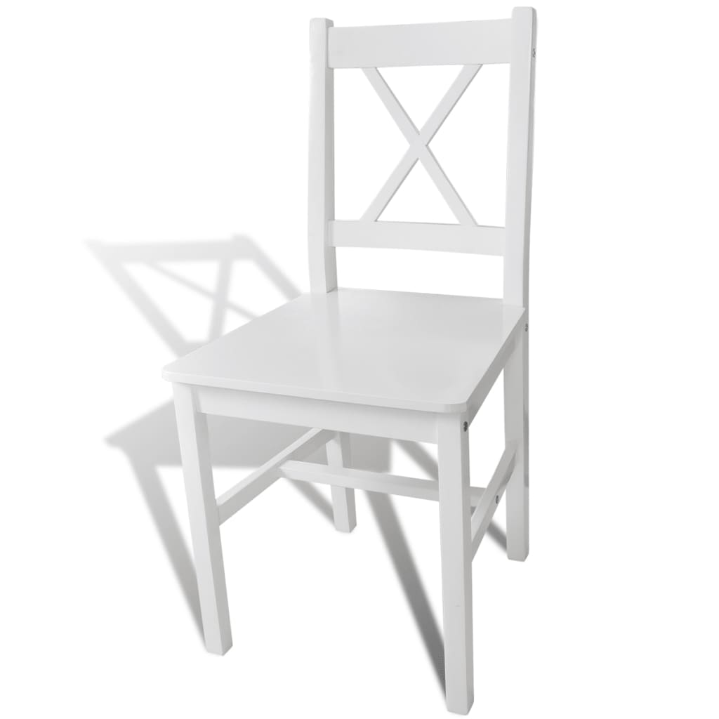 vidaXL Yemek Sandalyesi 2 Adet Beyaz Çam Ağacı