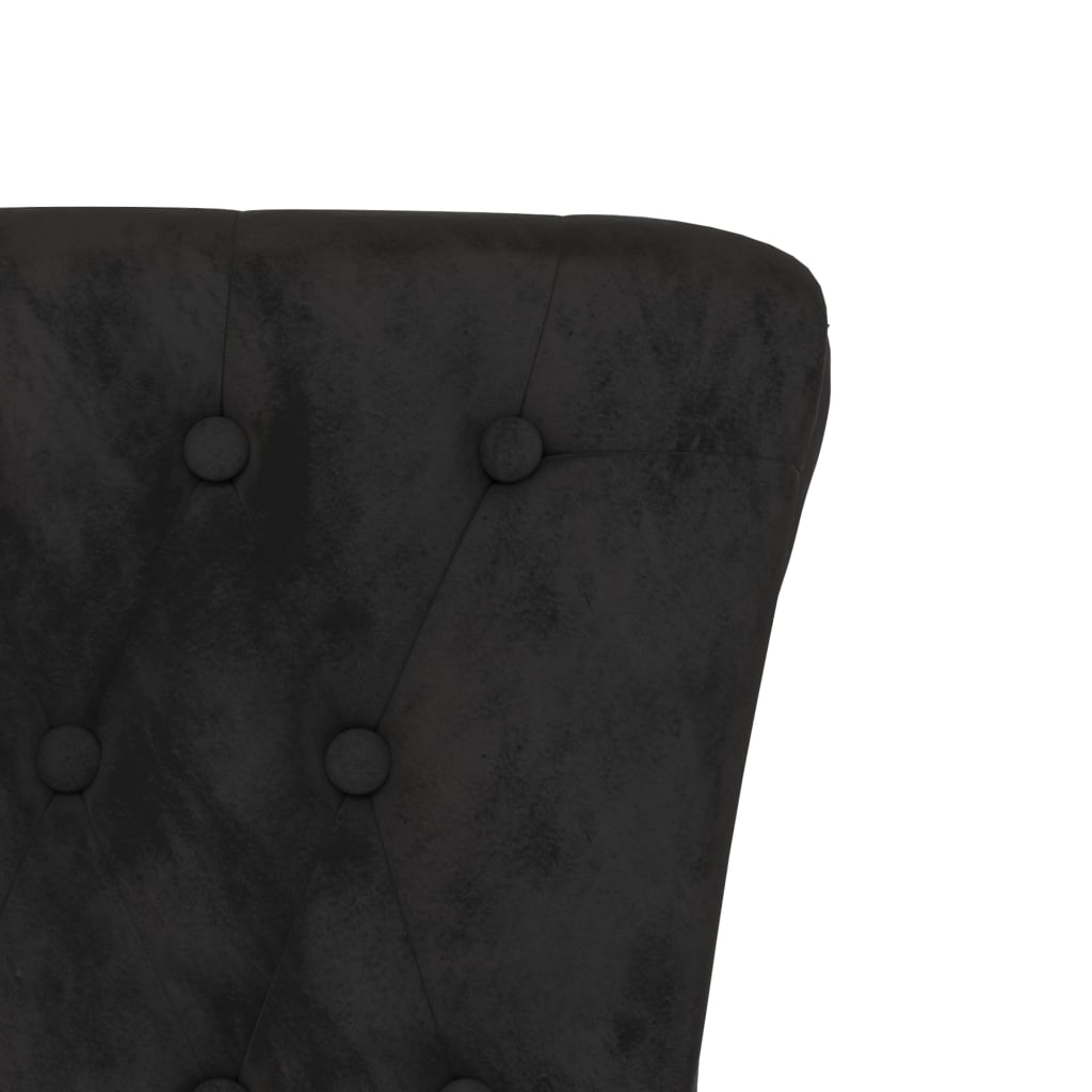 vidaXL Yüksek Sırtlı Berjer Siyah Kadife Düğmeli Tasarım