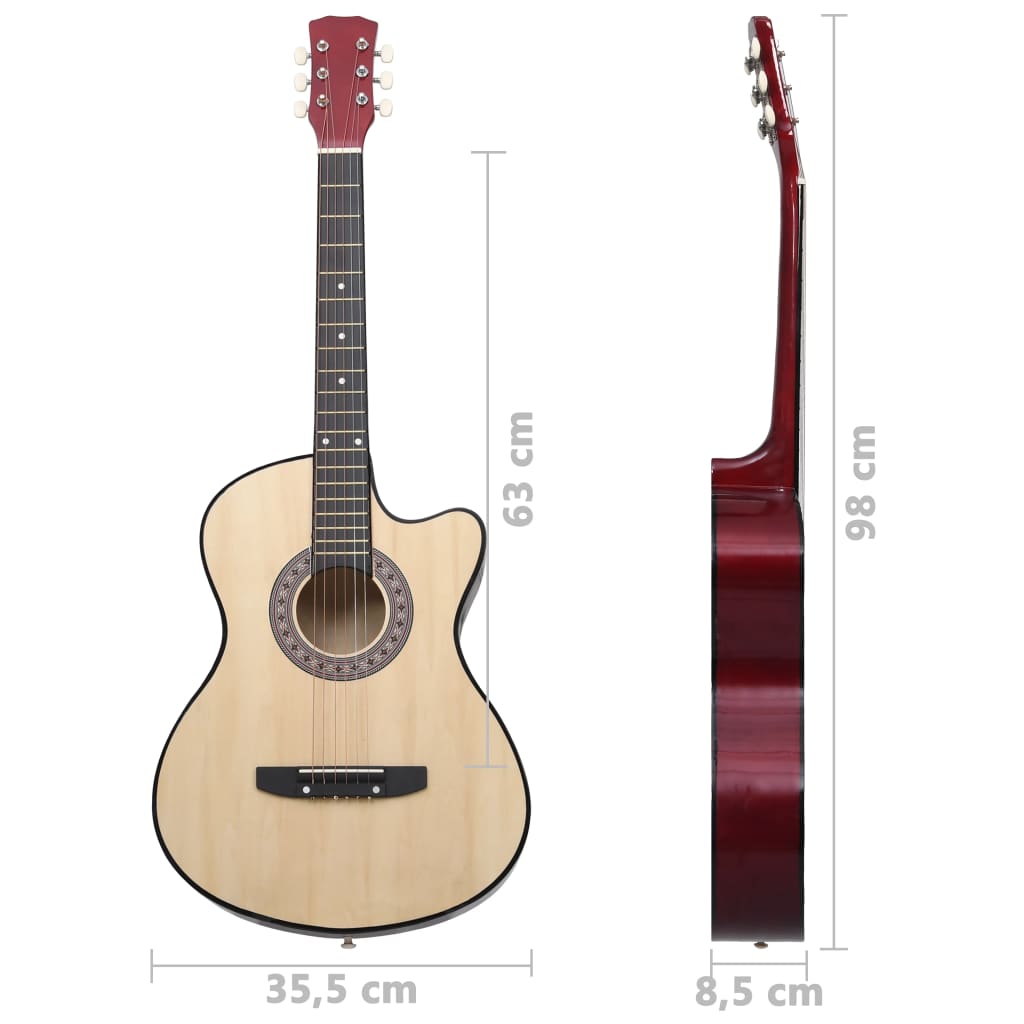 vidaXL 6 Telli Akustik Gitar Kesik Kasa 98 cm Ihlamur Ağacı