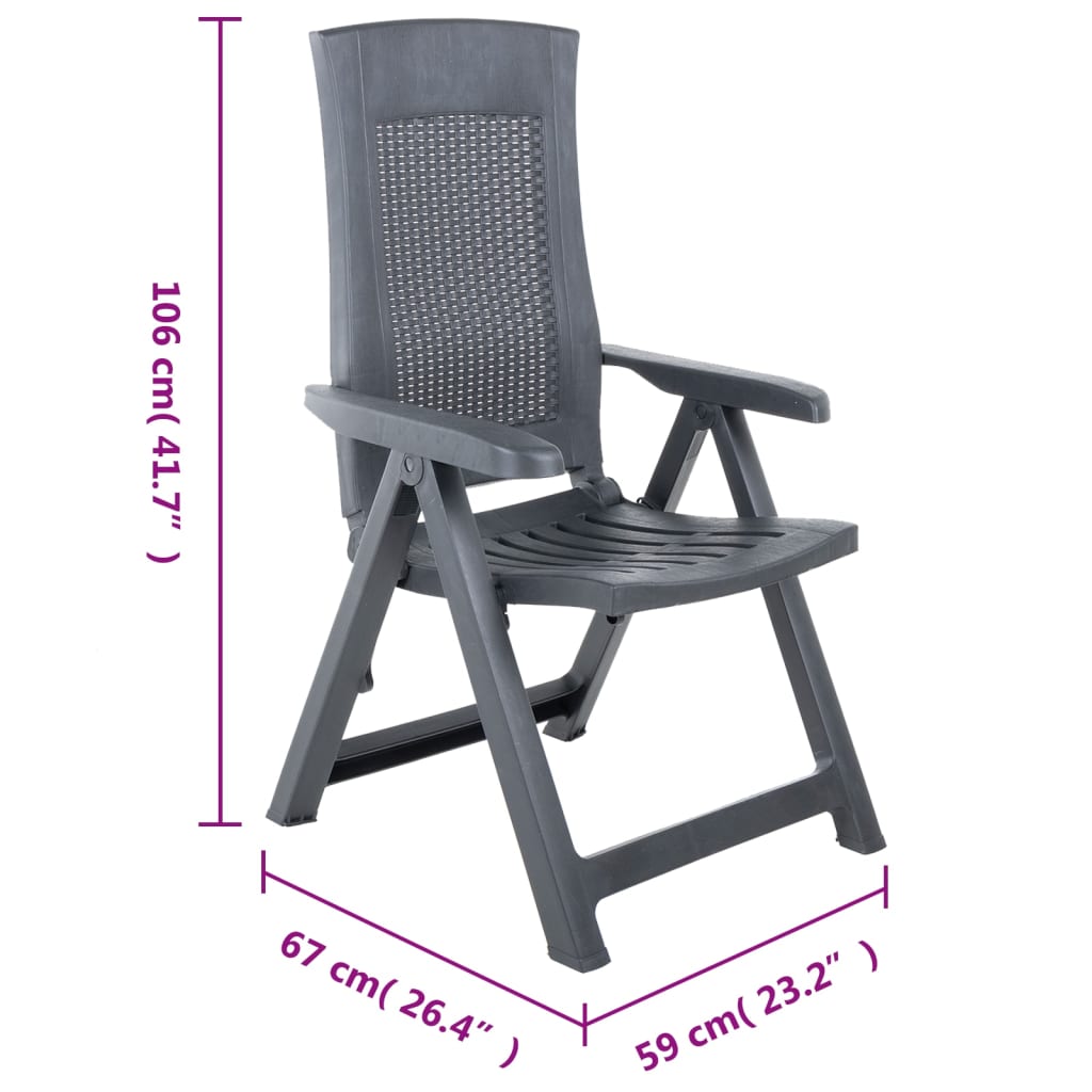 vidaXL Şezlong Sandalye 2 Adet Antrasit Plastik