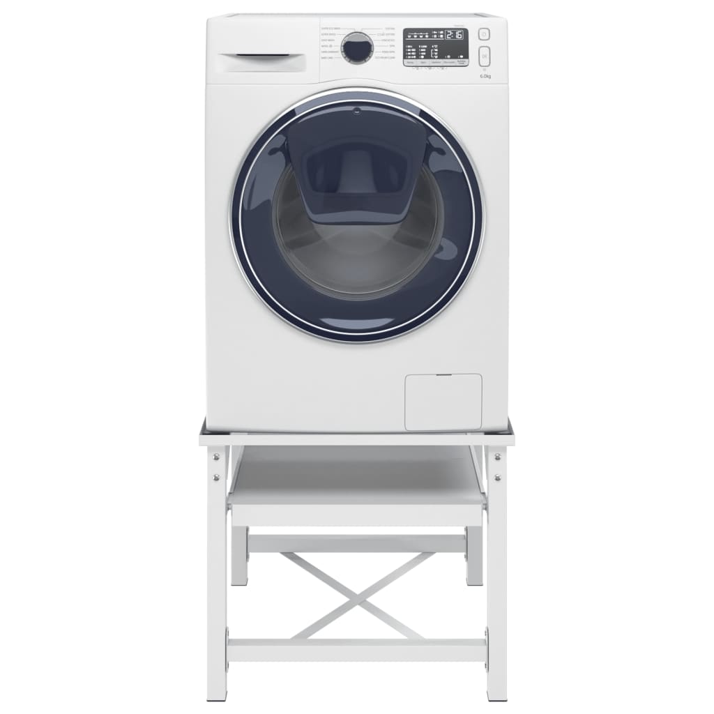 vidaXL Çamaşır Makinesi Altlığı Açılır Raflı Beyaz