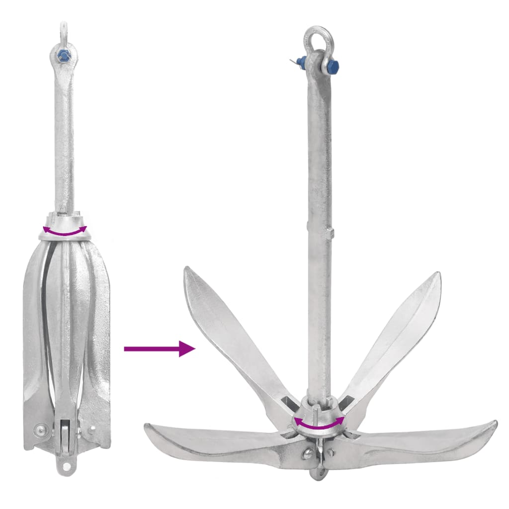 vidaXL Halatlı Katlanır Şemsiye Çapa Gümüş Renk 12kg Dövülebilir Demir