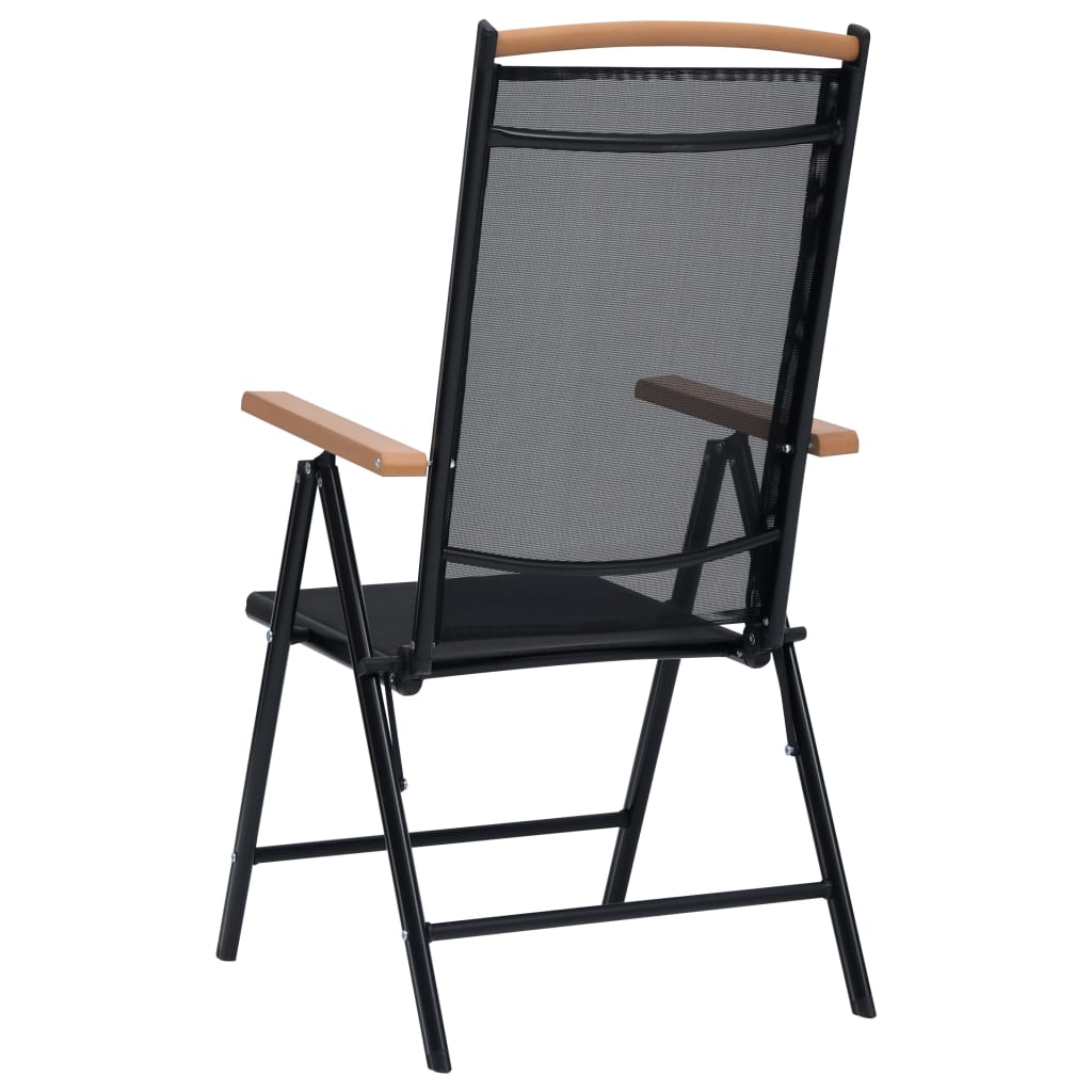 vidaXL Katlanır Bahçe Sandalyesi 2 Adet Siyah Alüminyum ve Tekstilen