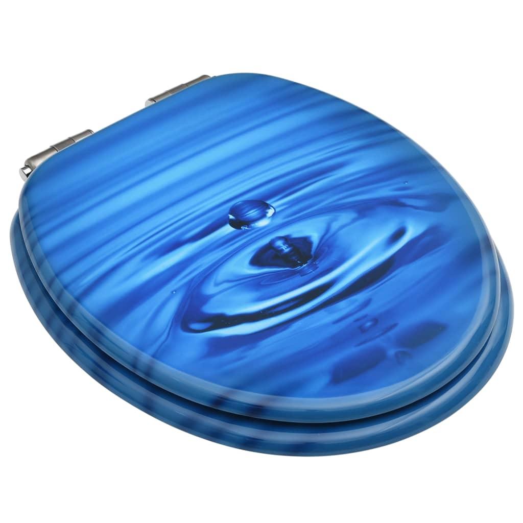vidaXL Yavaş Kapanan Klozet Kapağı Mavi Su Damlası Tasarımlı MDF