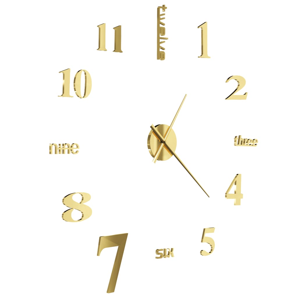 vidaXL 3D Duvar Saati Altın Sarısı 100 cm XXL Modern Tasarım