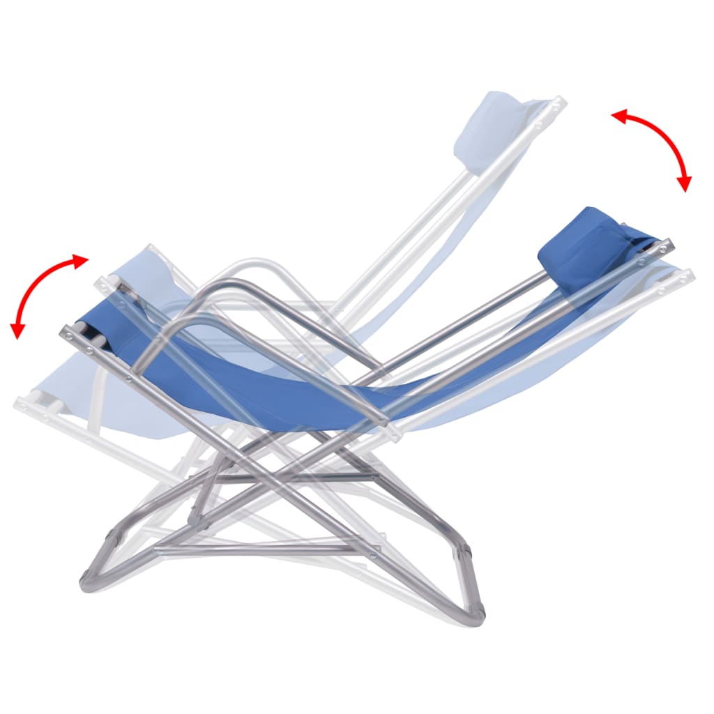 vidaXL Yatar Plaj Sandalyesi 2 Adet Mavi Çelik