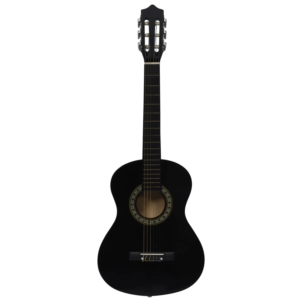 vidaXL 8 Parça Klasik Gitar Başlangıç Seti Siyah 1/2 87,5 cm