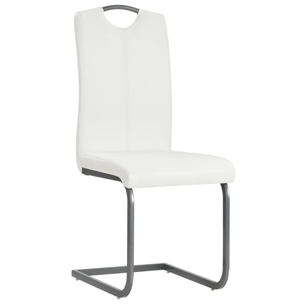 vidaXL U Ayaklı Yemek Sandalyesi 2 Adet Beyaz Suni Deri