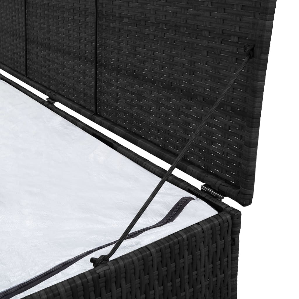 vidaXL Bahçe Depolama Sandığı Siyah 150x50x60 cm Poli Rattan