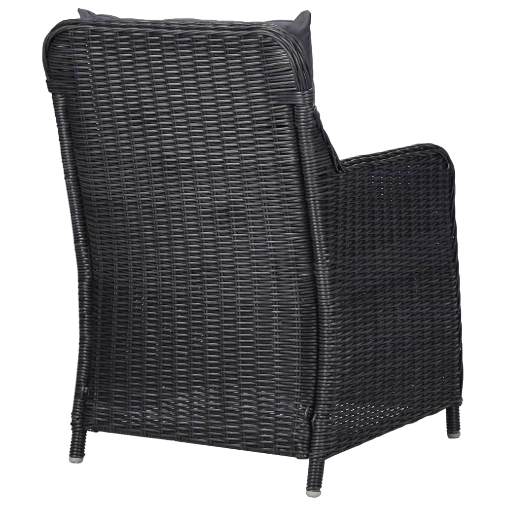 vidaXL Sehpalı Bahçe Sandalyesi 2 Adet Siyah Poli Rattan