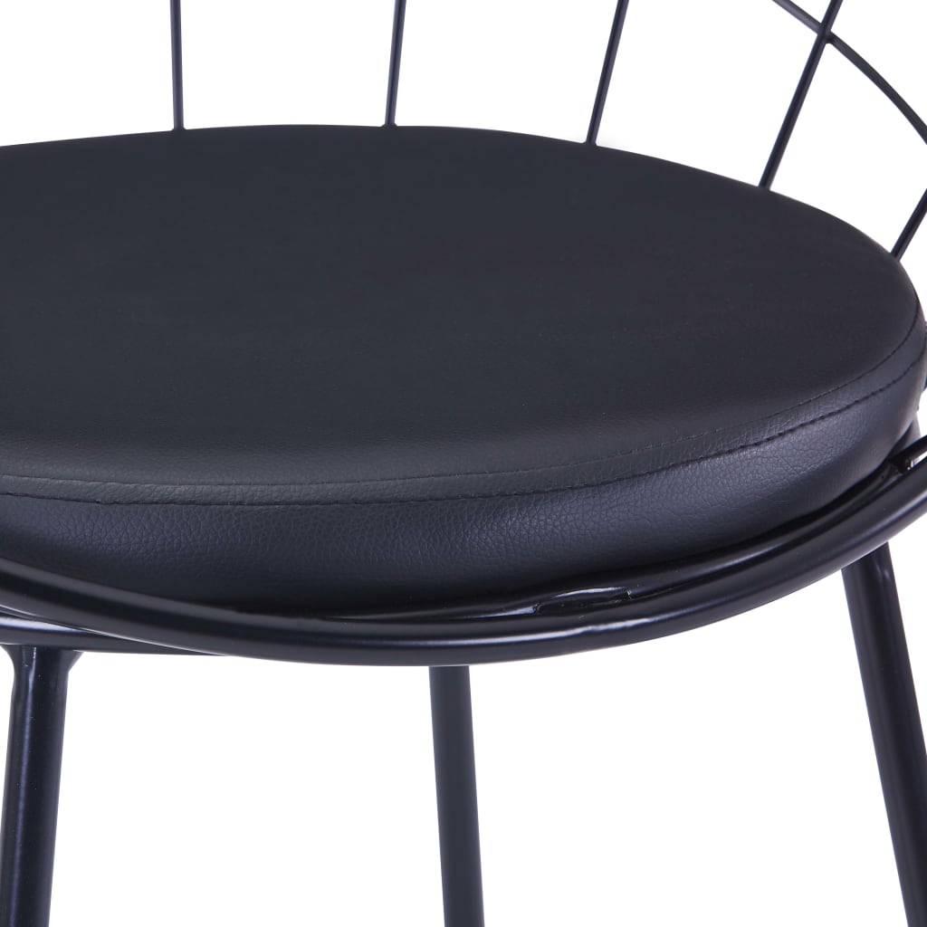 vidaXL Yemek Sandalyesi 2 Adet Siyah Çelik Suni Deri