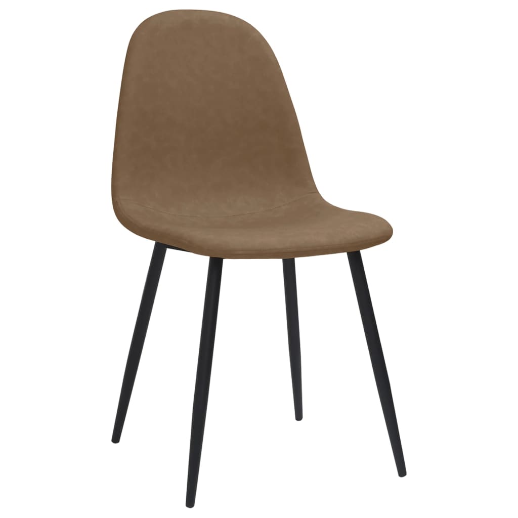 vidaXL Yemek Sandalyesi 4 Adet Koyu Kahverengi 45x54,5x87 cm Suni Deri