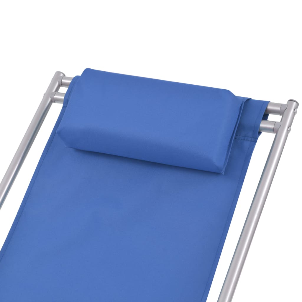 vidaXL Yatar Plaj Sandalyesi 2 Adet Mavi Çelik