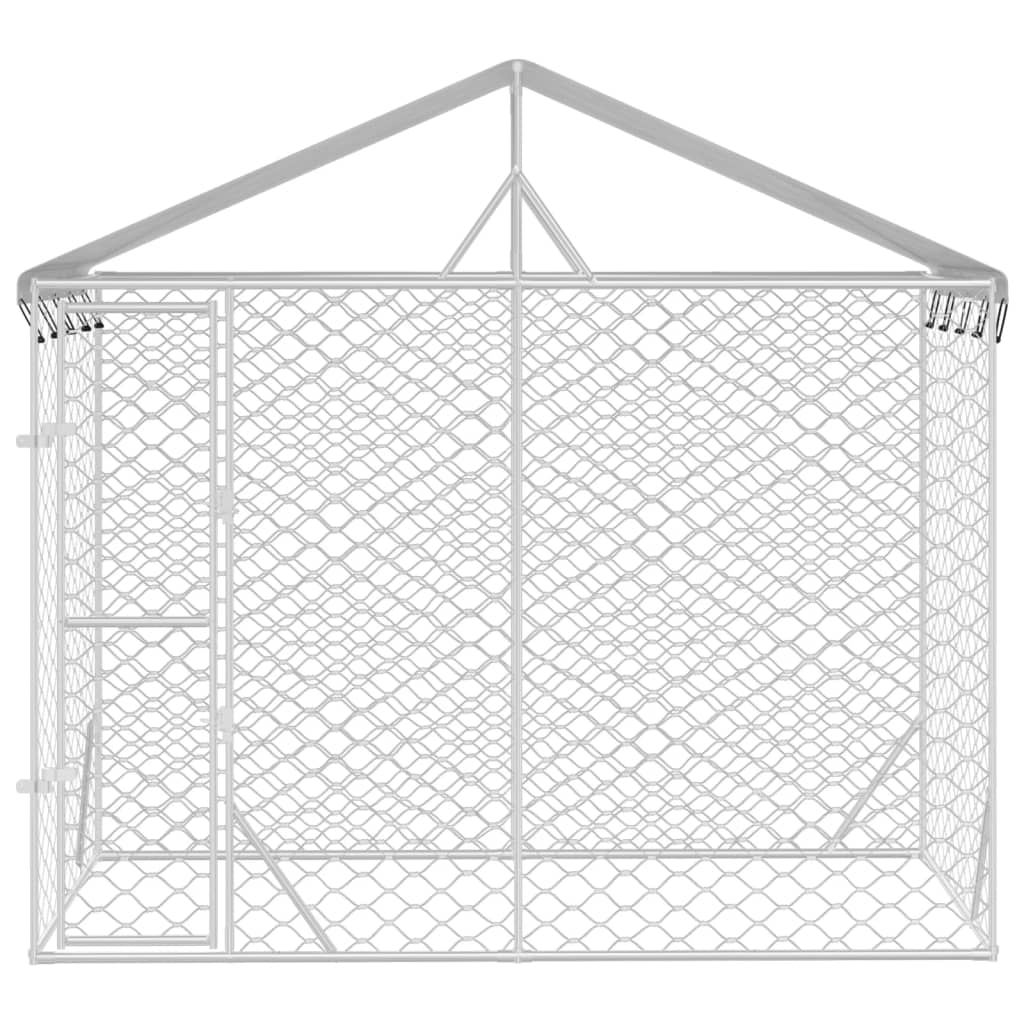 vidaXL Çatılı Bahçe Köpek Kafesi 3x1,5x2,5 m Galvanizli Çelik