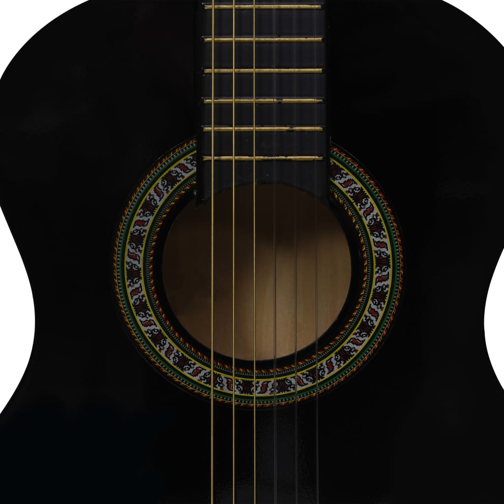 vidaXL 8 Parça Klasik Gitar Başlangıç Seti Siyah 1/2 87,5 cm