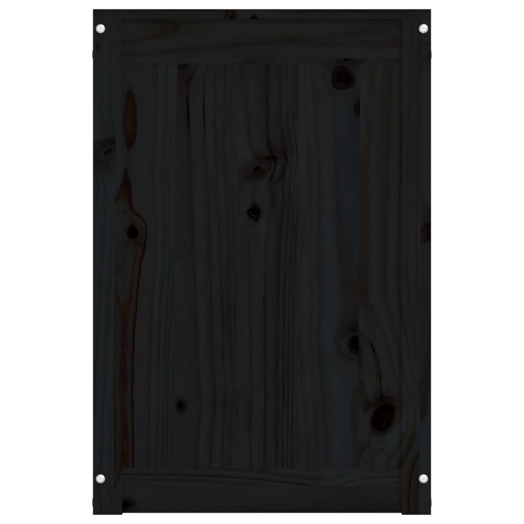 vidaXL Çamaşır Sepeti Siyah 88,5x44x66 cm Masif Çam Ağacı