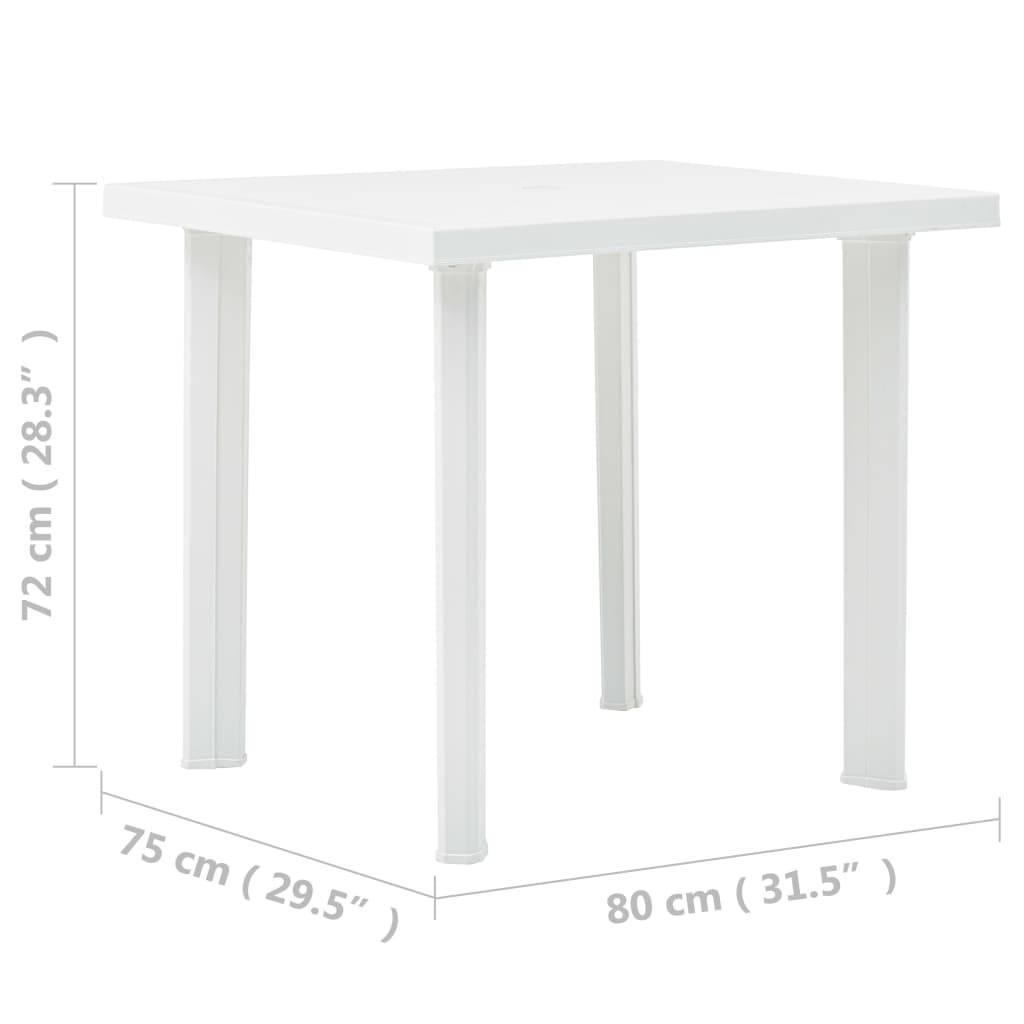 vidaXL Bahçe Masası Beyaz 80x75x72 cm Plastik