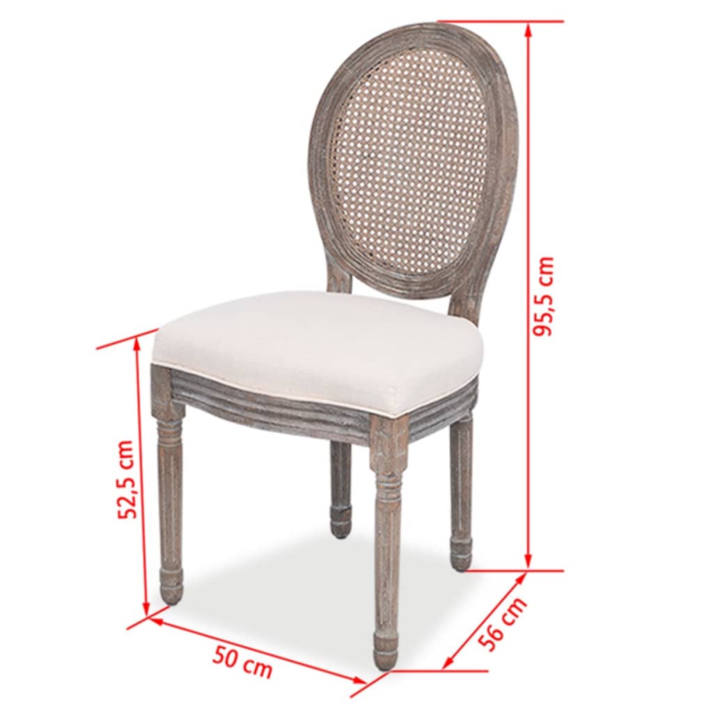vidaXL Yemek Sandalyesi 2 Adet Krem Rengi Kumaş