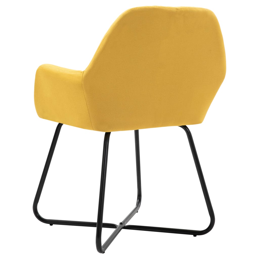 vidaXL Yemek Sandalyesi 2 Adet Sarı Kumaş