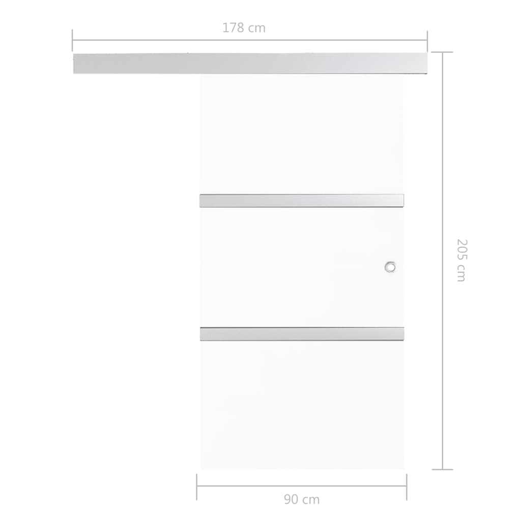 vidaXL Sürme Kapı Gümüş Rengi 90x205 cm Temperli Cam ve Alüminyum