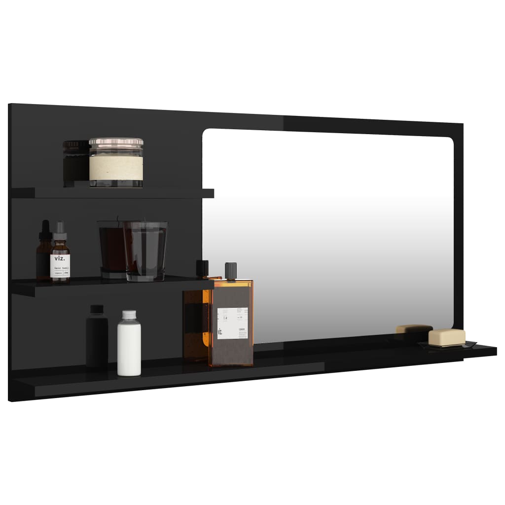 vidaXL Banyo Aynası Parlak Siyah 90x10,5x45 cm Sunta