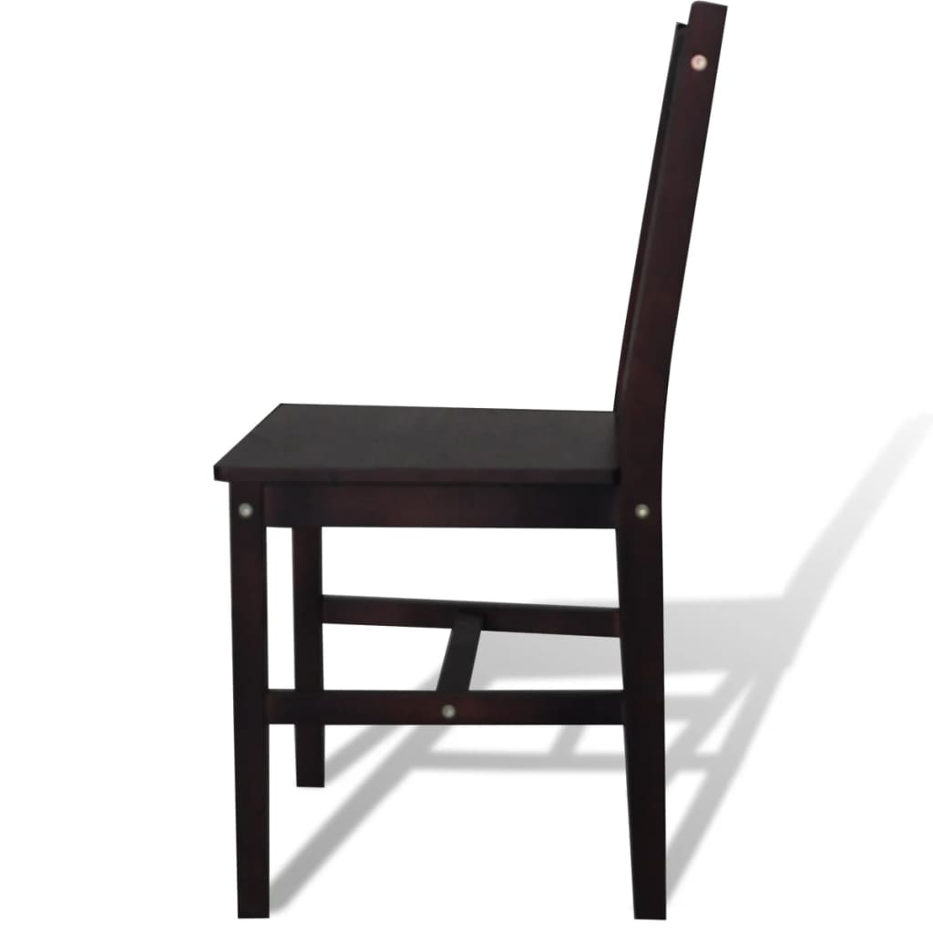 vidaXL Yemek Sandalyesi 2 Adet Koyu Kahverengi Çam Ağacı
