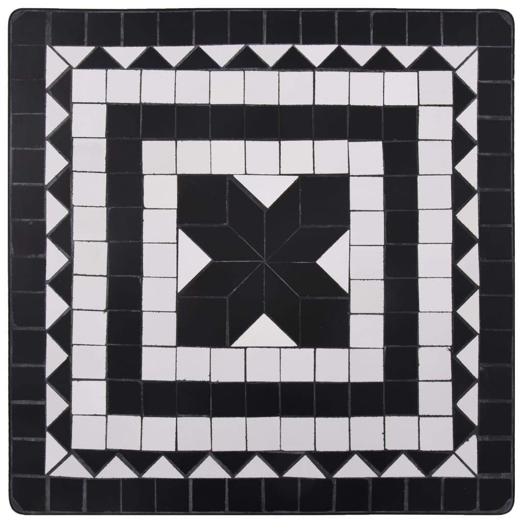 vidaXL Mozaik Bistro Masa Siyah Beyaz 60 cm Seramik