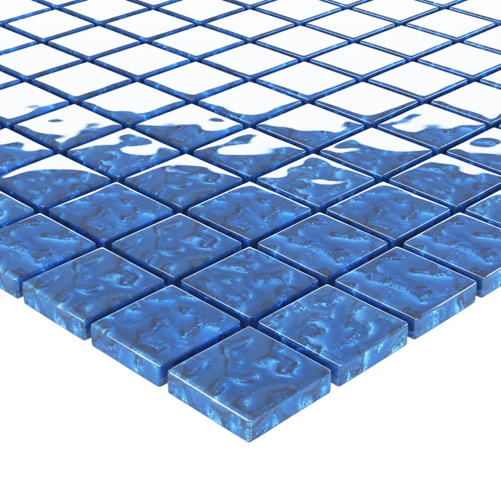 vidaXL Mozaik Karo 11 adet Mavi 30x30 cm Cam