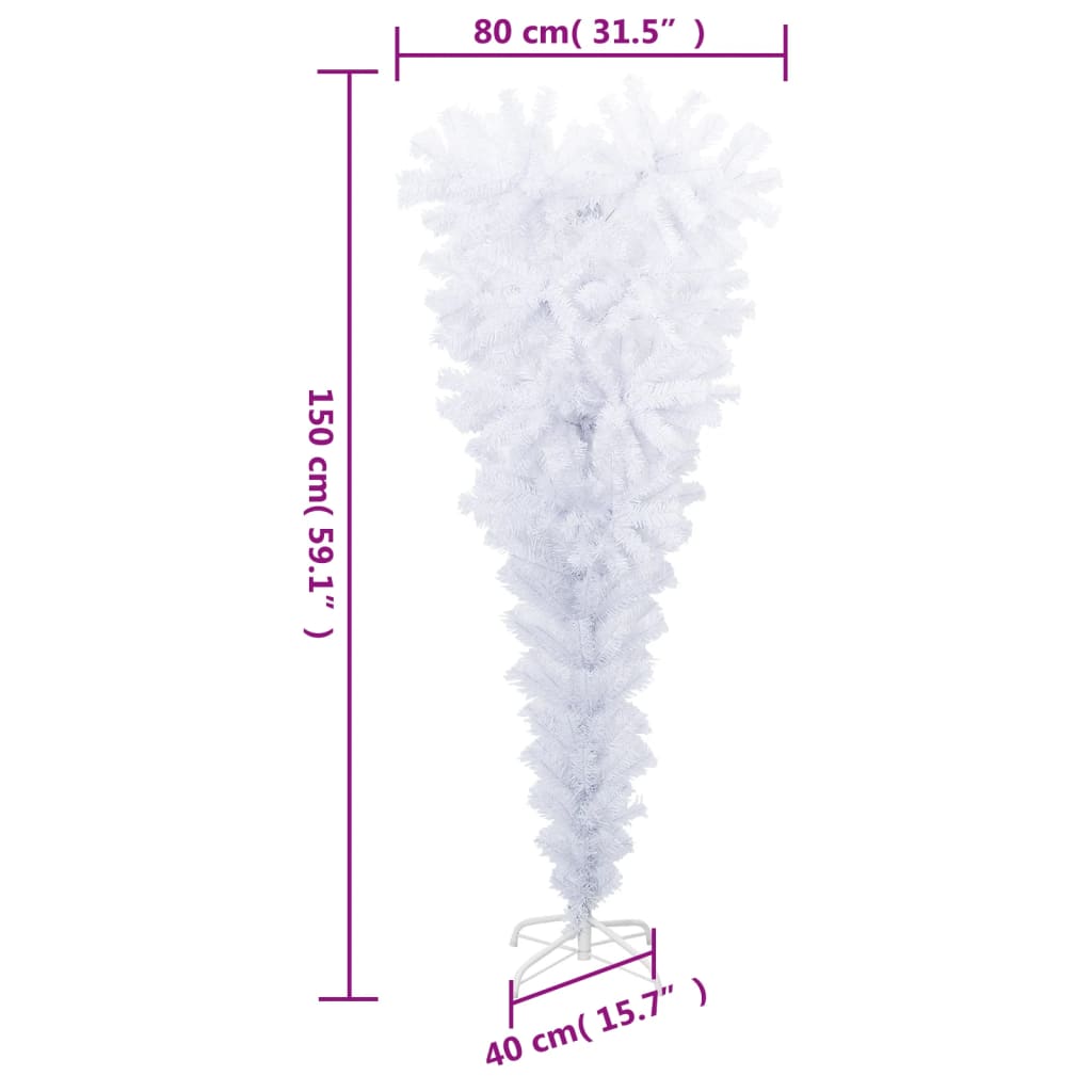 vidaXL Ayaklı Yapay Ters Yılbaşı Ağacı Beyaz 150 cm