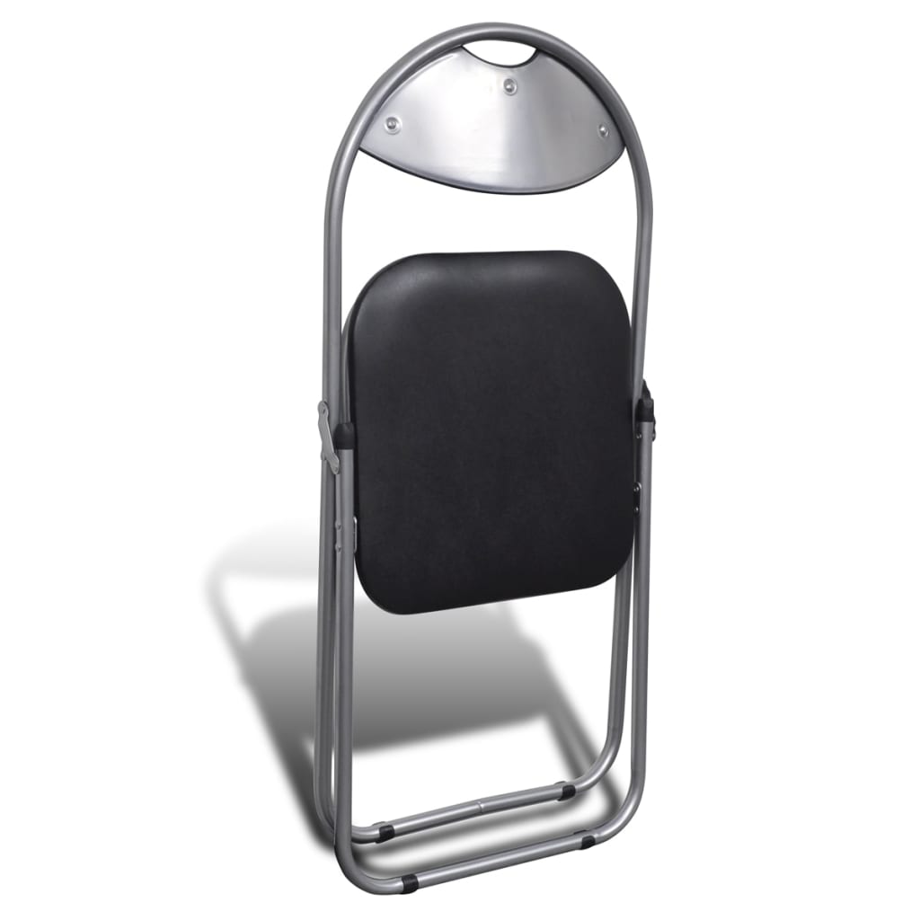 vidaXL Katlanır Yemek Sandalyesi 6 Adet Siyah Suni Deri ve Çelik