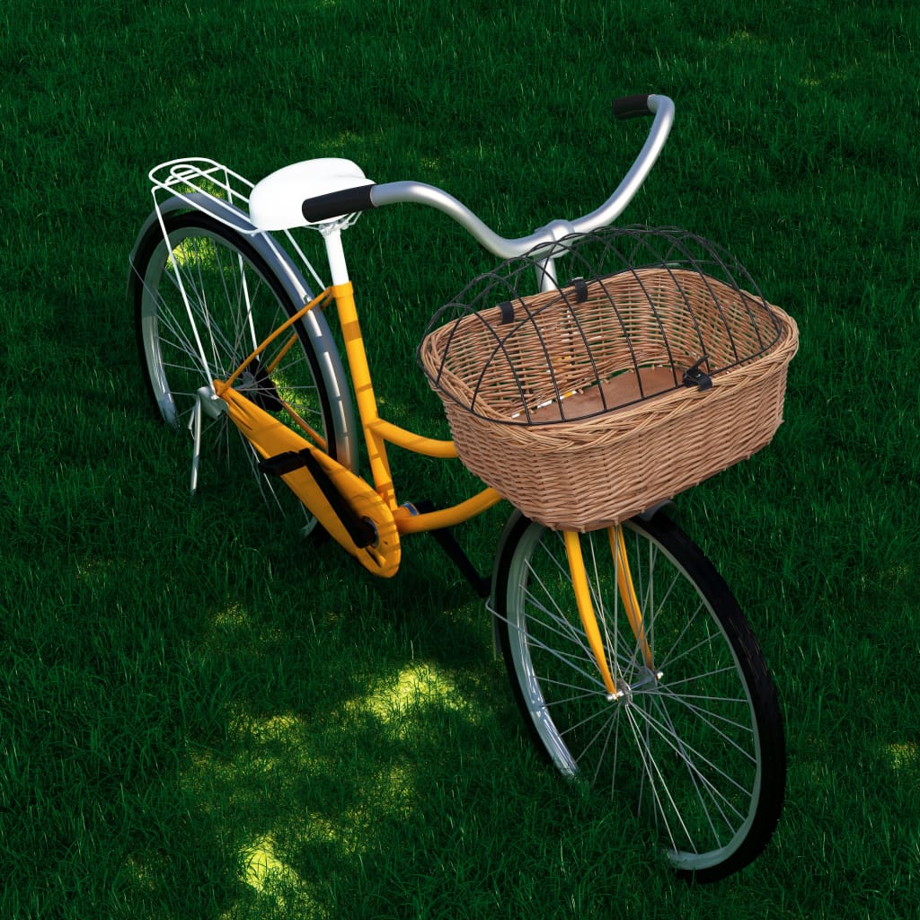 vidaXL Kapaklı Bisiklet Ön Sepeti 50x45x35 cm Doğal Söğüt