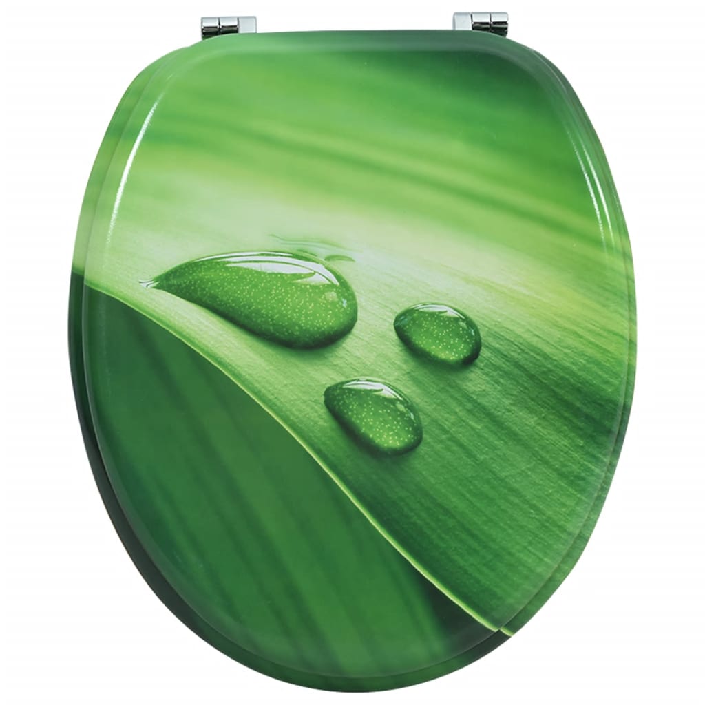 vidaXL Klozet Kapağı Yeşil Su Damlası Tasarımlı MDF