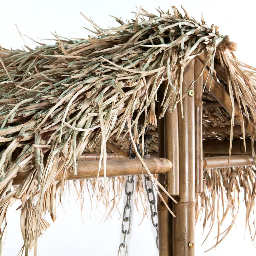 vidaXL 2 Kişilik Palmiye Yapraklı Bahçe Salıncağı 202 cm Bambu