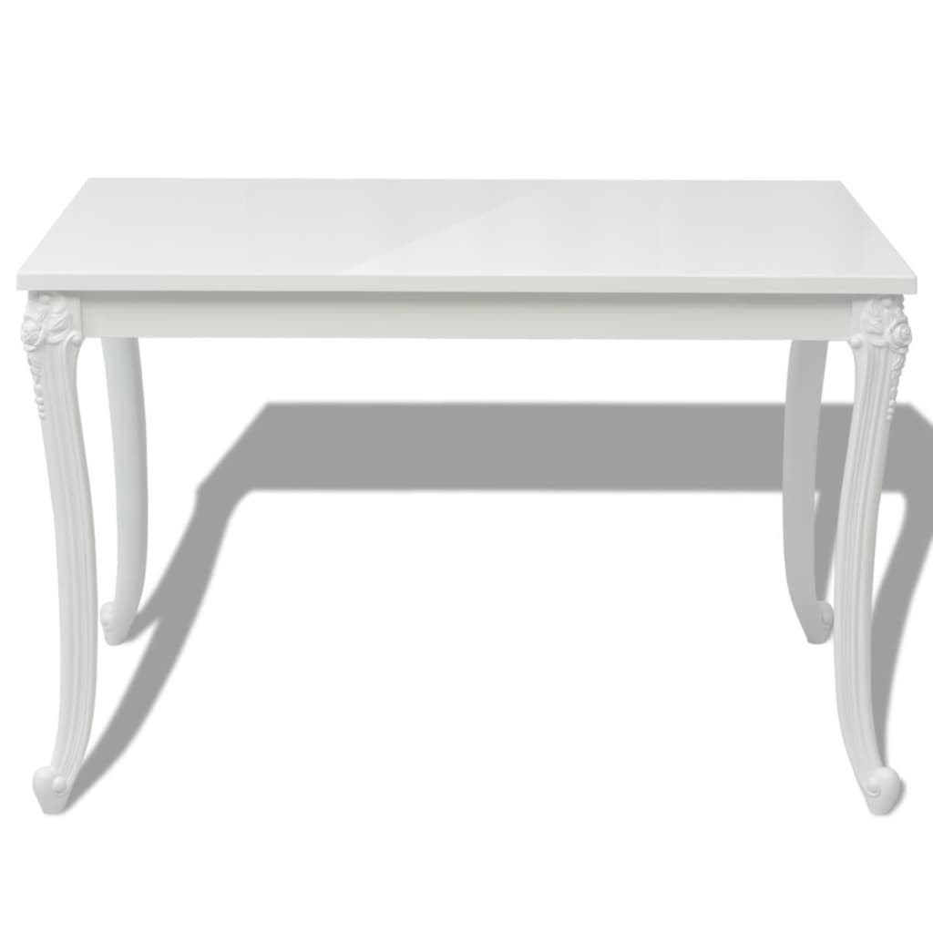 vidaXL Yemek Masası 116x66x76 cm Işıltılı Beyaz