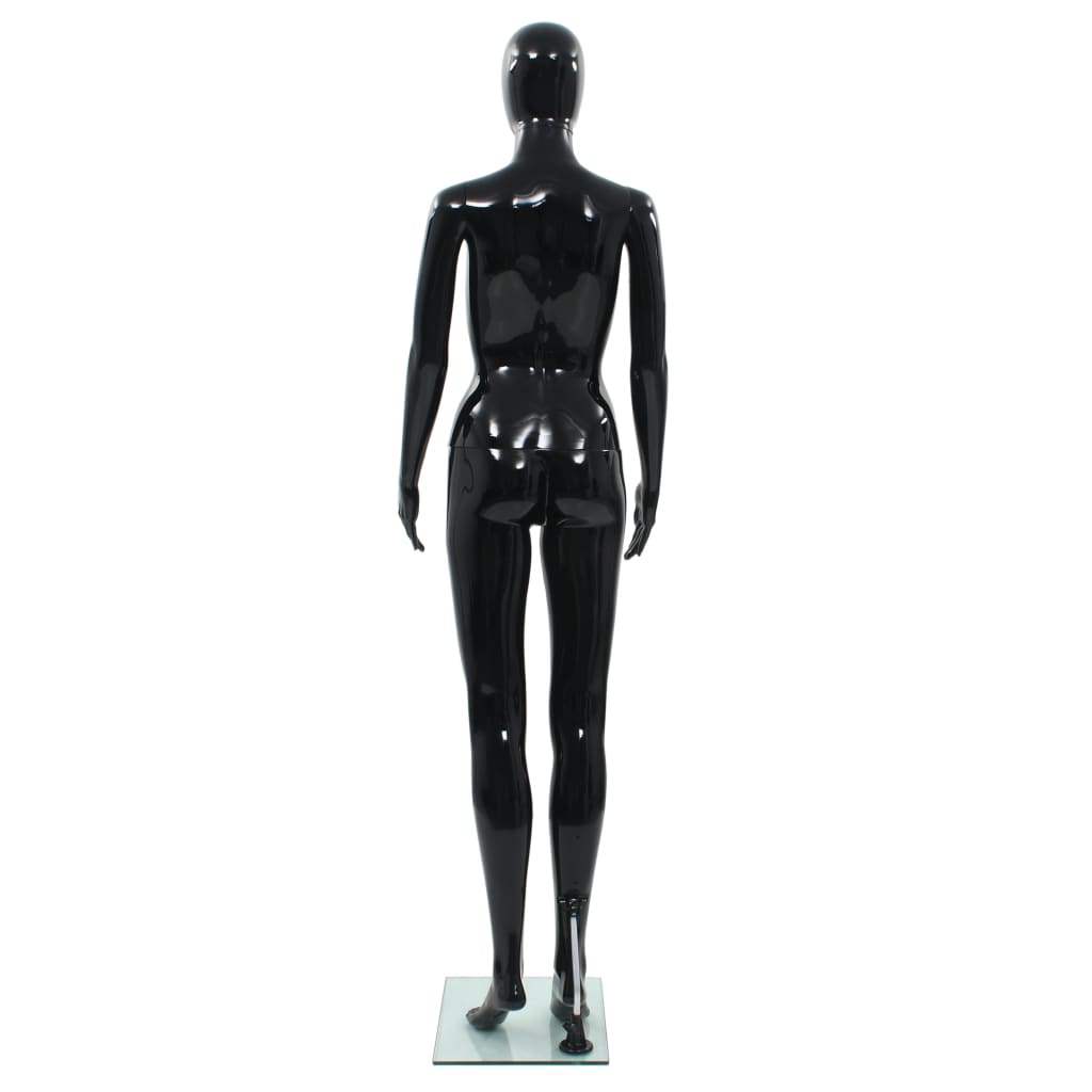 vidaXL Cam Tabanlı Kadın Boy Mankeni Parlak Siyah 175 cm