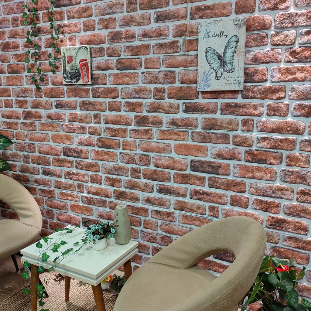 vidaXL 10 Adet 3D Duvar Paneli Koyu Kahverengi Tuğla Desenli EPS