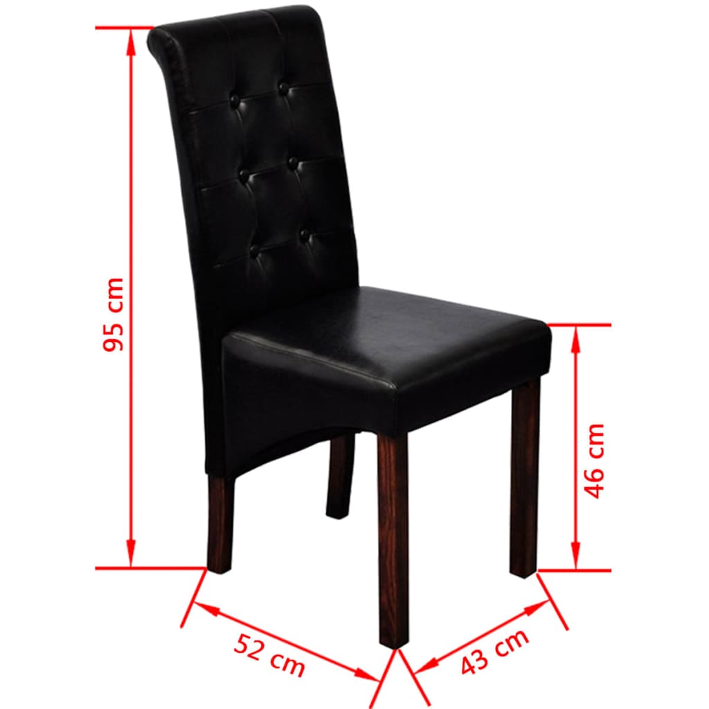 vidaXL Yemek Sandalyesi 2 Adet Siyah Suni Deri