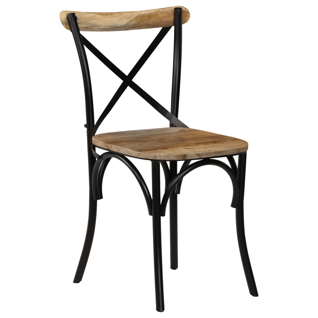 vidaXL Çapraz Sandalye 2 Adet Siyah Masif Mango Ağacı