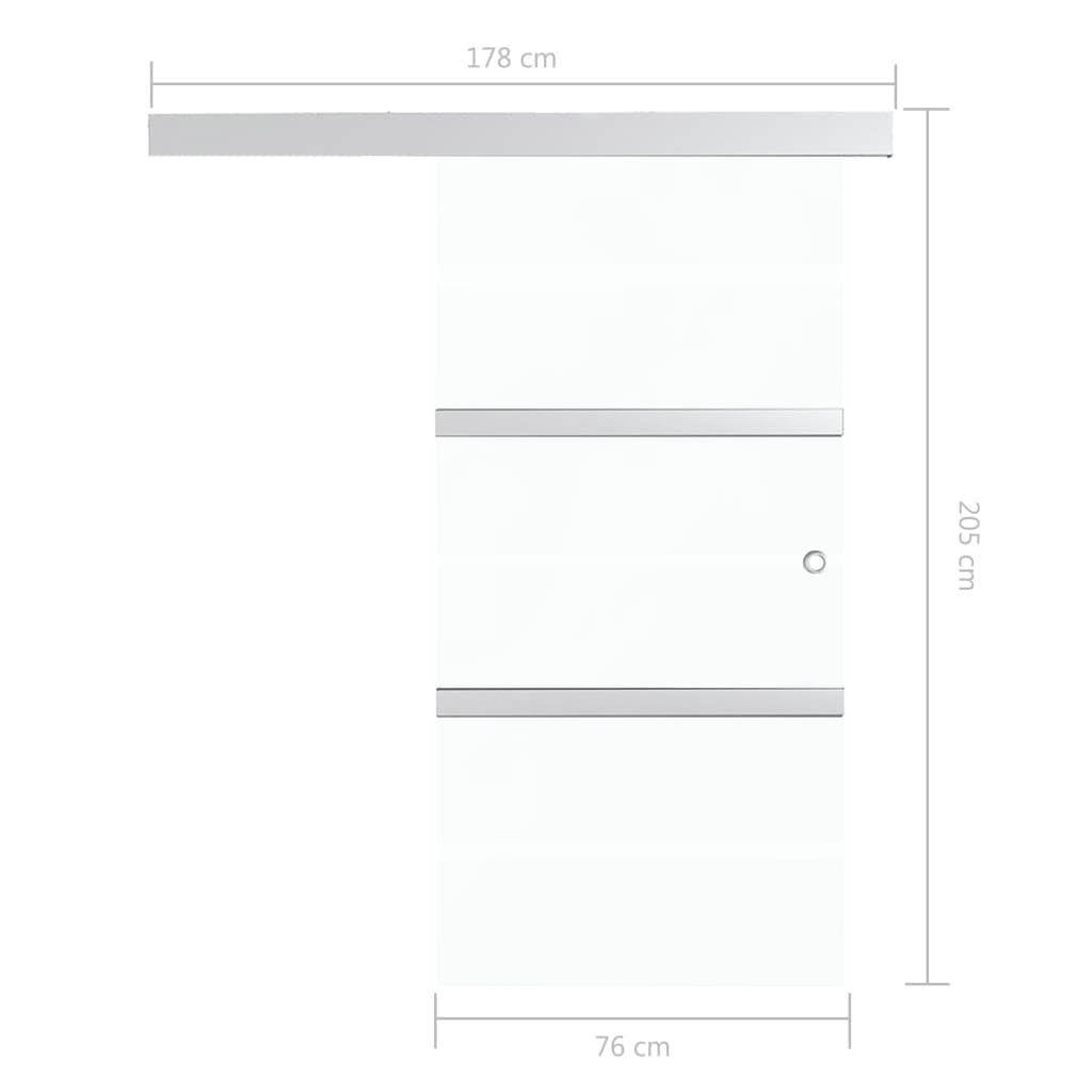 vidaXL Sürme Kapı Gümüş Rengi 76x205 cm Temperli Cam ve Alüminyum