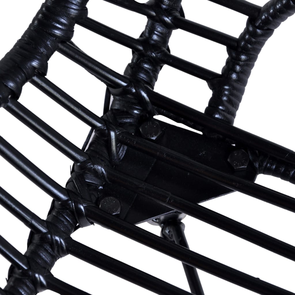 vidaXL Yemek Sandalyesi 2 Adet Siyah Doğal Rattan