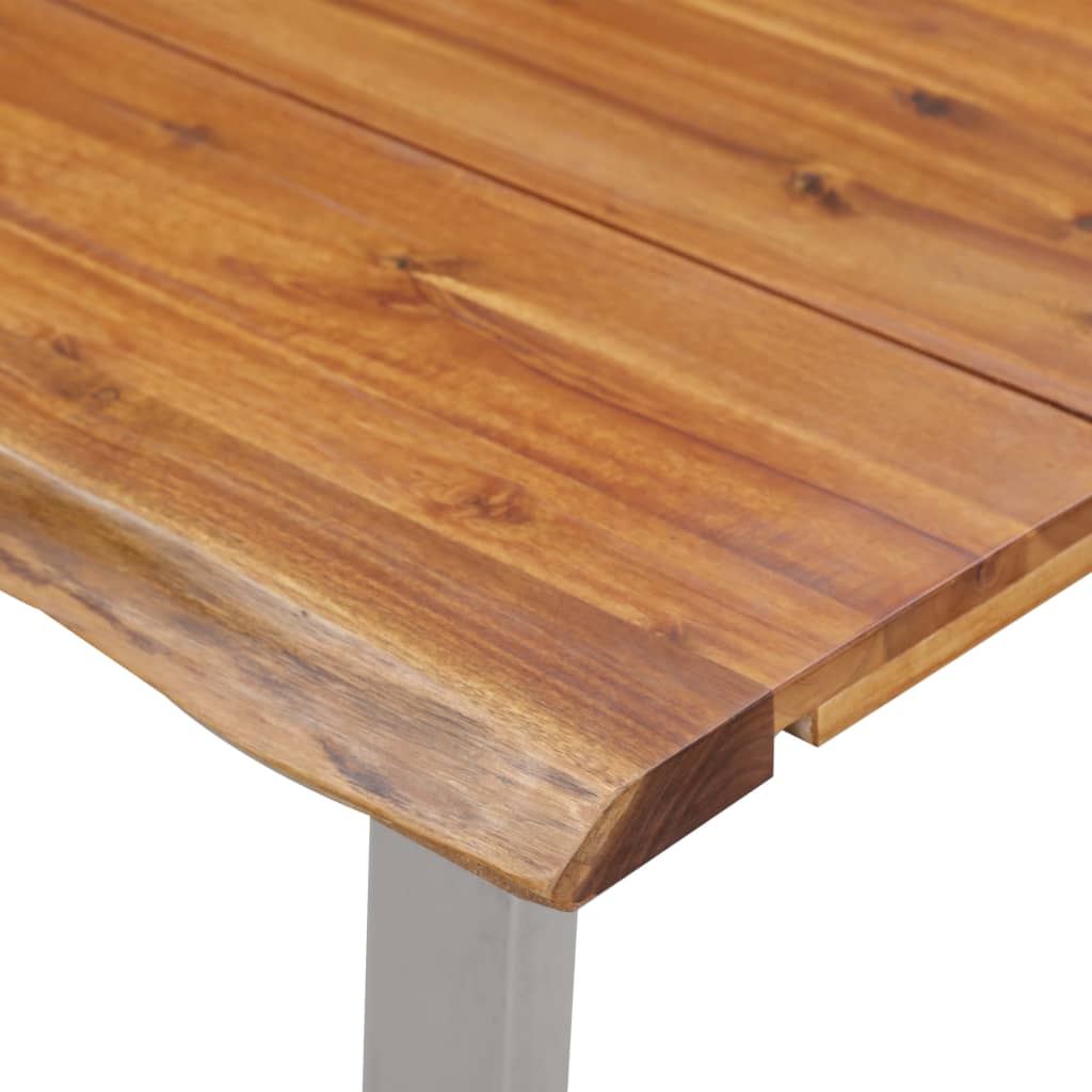 vidaXL Yemek Masası 140x80x75 cm Masif Akasya Ağacı ve Paslanmaz Çelik